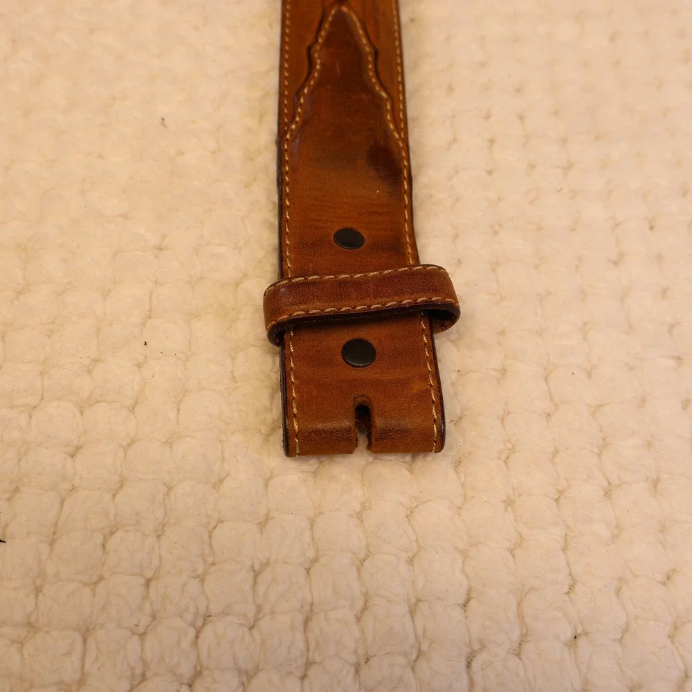 Justin Mens 32 Leather Belt Brown Barbed Wire Western Cowboy C10817